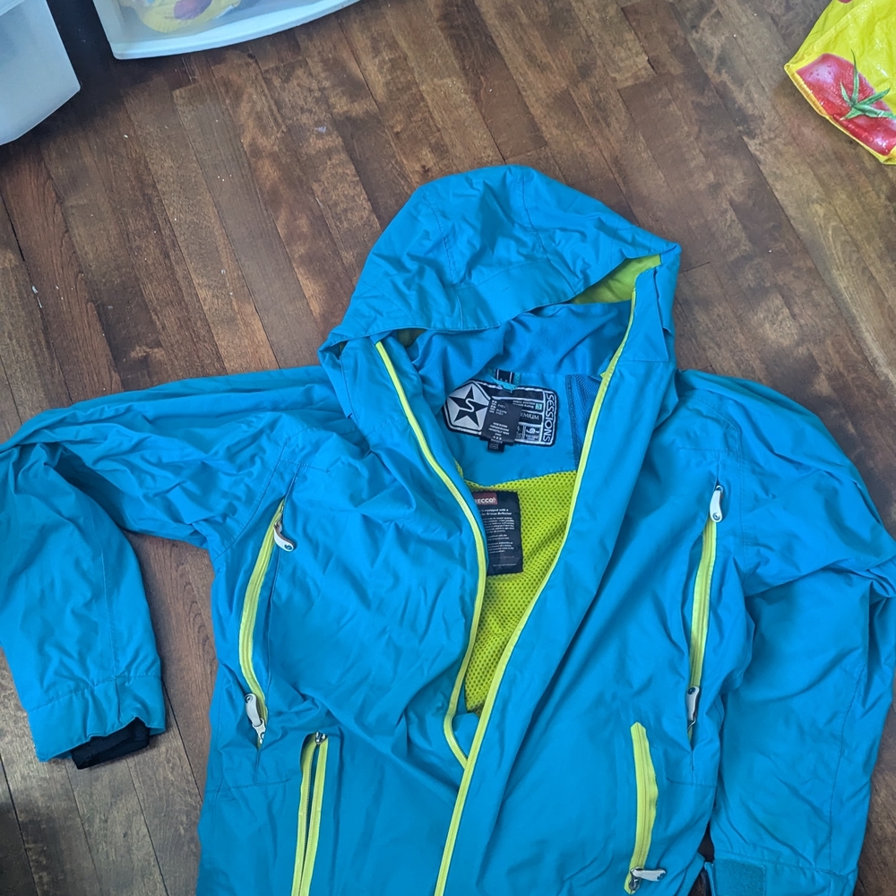 SESSIONS Blue and Yellow Ski Jacket Lightweight Water-Resistant